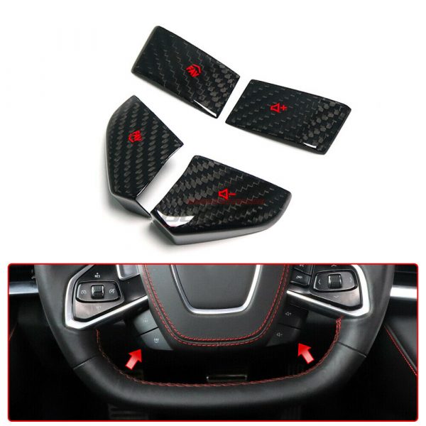 C8 Corvette Carbon Fiber Steering Wheel Button Covers (Black/Red/White/Blue) | Next-Gen Carbon