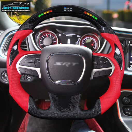 Second image of 2015 - 23 Dodge Charger / Challenger / Durango / Track Hawk SRT LED Honeycomb Carbon Fiber Steering Wheel | Next-Gen Carbon