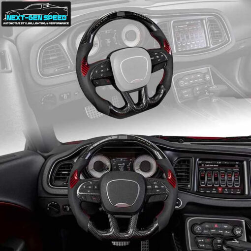 Second image of 2015 - 23 Dodge Charger / Challenger SRT LED Carbon Fiber Steering Wheel -  Durango / Track Hawk