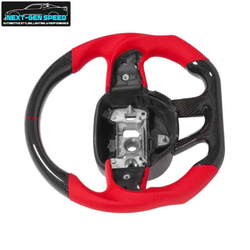 Second image of 2015 - 23 Dodge Charger / Challenger / Durango / Track Hawk SRT Carbon Fiber Red Leather Steering Wheel | Next-Gen Carbon