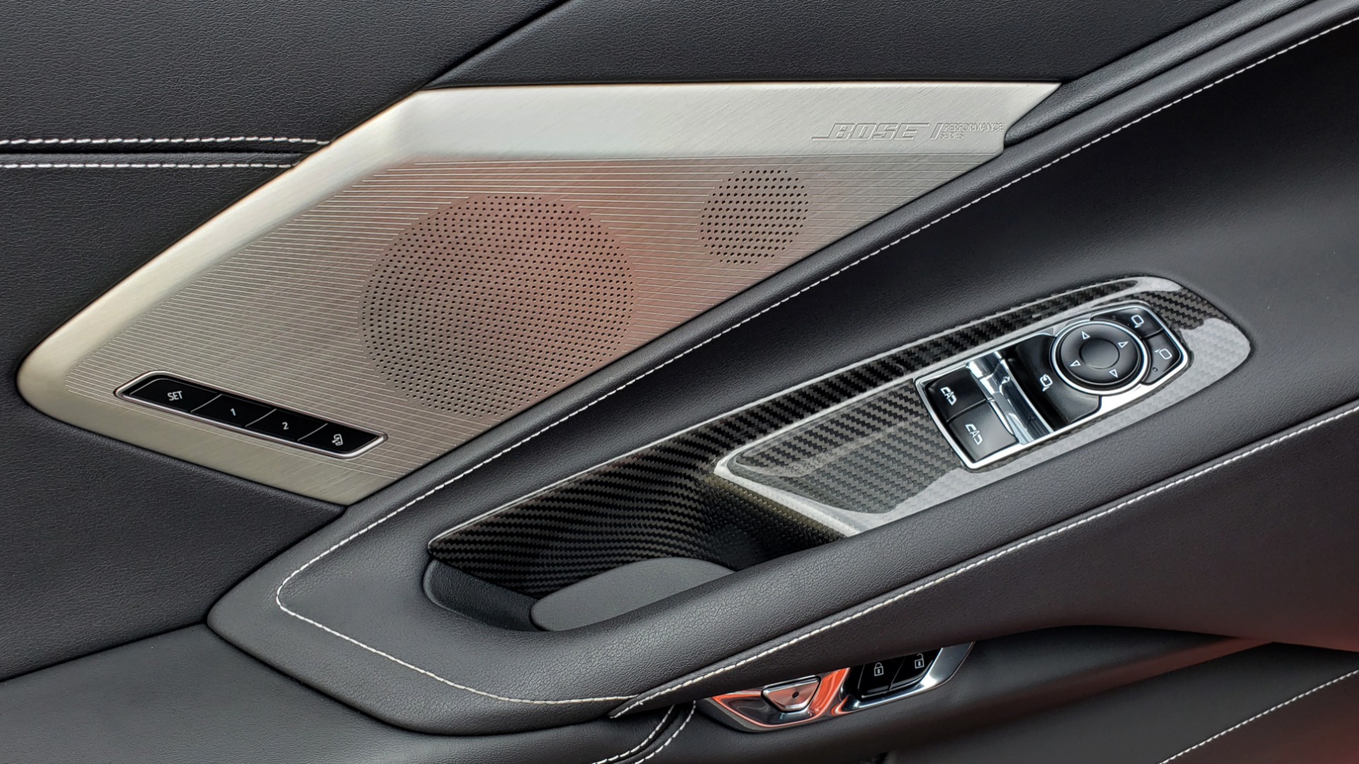 Carbon Fiber ウィンドウリフト スイッチ Panel Cover Trims for Chevrolet Corvette C8 Convertible 2020-2023 - 1
