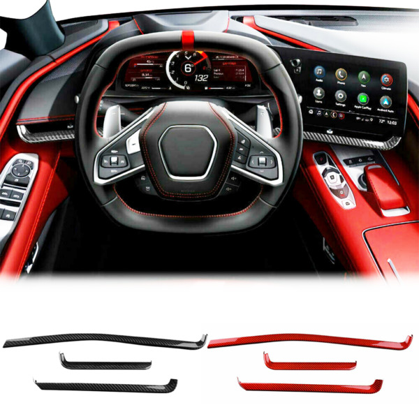 2020-24 C8 Corvette Carbon Fiber Interior Dash Trim Kit 3PC - (Black ...