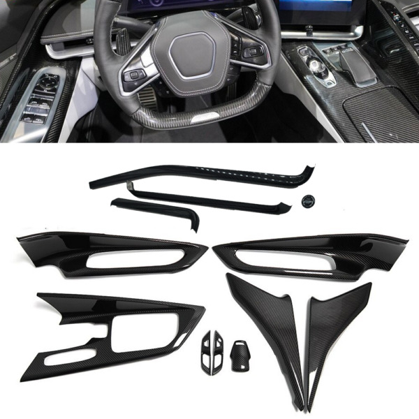 2020-2024 C8 Corvette Carbon Fiber Interior Trim Kit - 12PC | Next-Gen Carbon