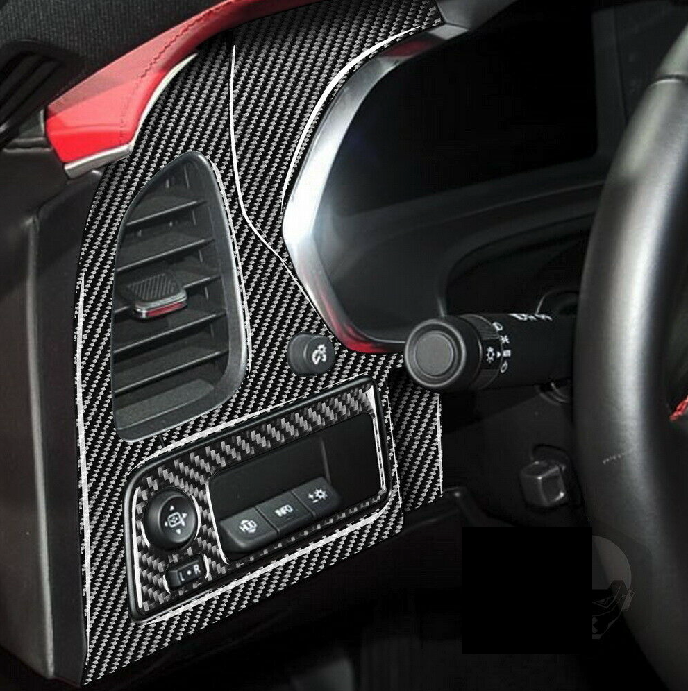 Interior Real Carbon Fiber Dash Trim Cover KIT Set for 2014 2015 2016 2017 2018 2019 Chevy Chevrolet Corvette C7 C-7
