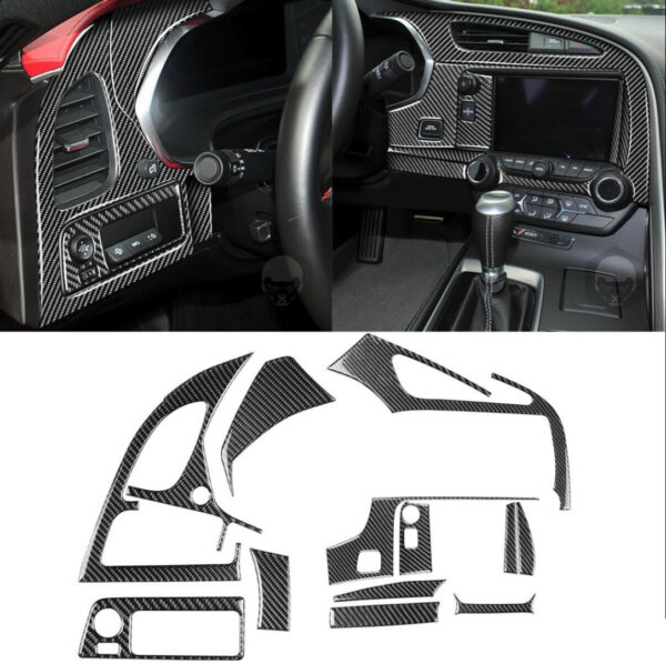 2014-2019 C7 Corvette Carbon Fiber Radio + Dashboard Panel Overlay Cover Kit | Next-Gen Carbon