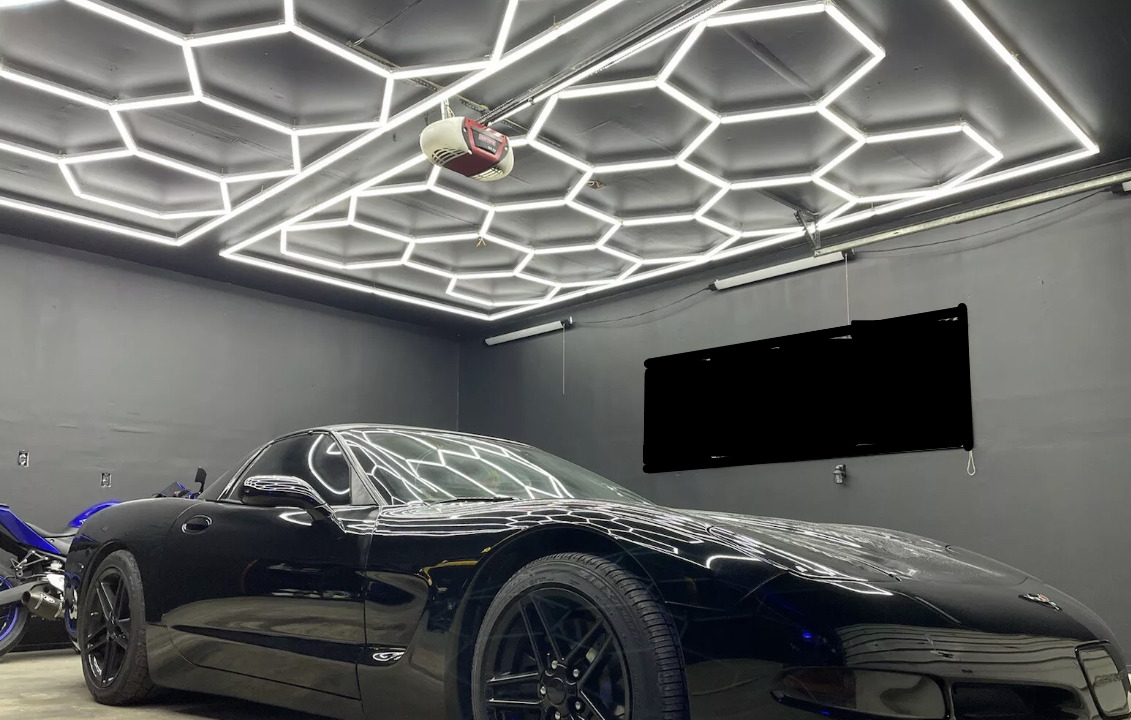 Hexagon LED Lighting Car Detail Garage Workshop Retail Lighting