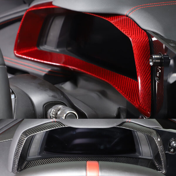 C8 Corvette Carbon Fiber Speedometer Gauge Cluster Interior Cover | Black / Red