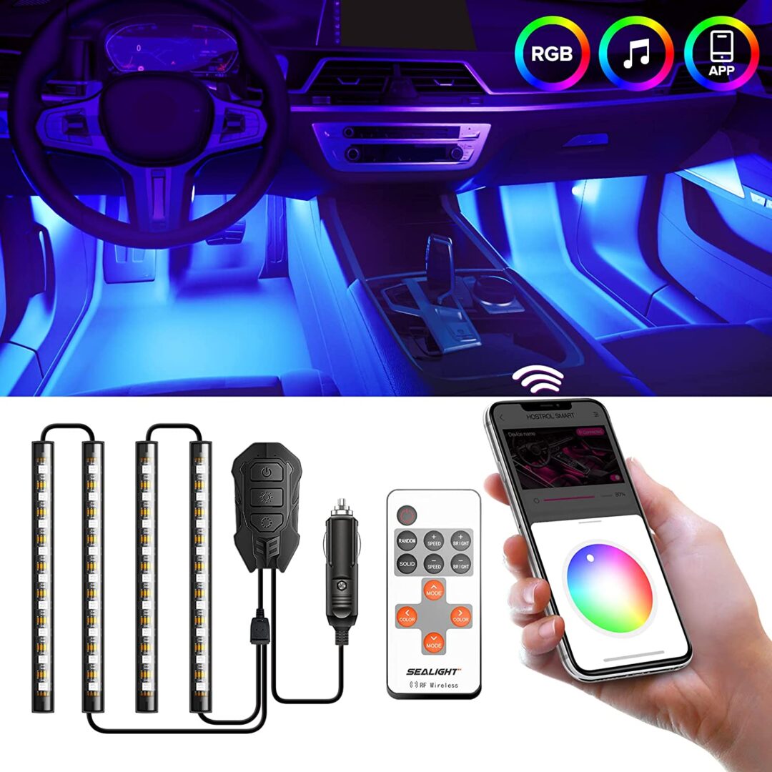TABEN RGB Car Footwell Ambient Lighting Kit APP Control 16.7 Millions Colors Sound Active Music Sync USB Cable Car Interior Footwell Atmosphere Light