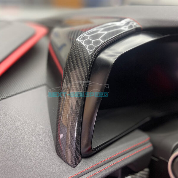 Second image of C8 Corvette Carbon Fiber Upper Side Dash Speedometer Covers | Black / Red Carbon