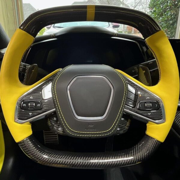 Second image of C8 Corvette Carbon Fiber Inner Steering Wheel Trim Covers (Heated/Non-Heated) | Next-Gen Speed