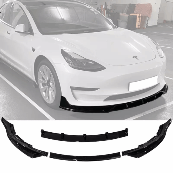 2017 - 23 Model 3 Gloss Black Front Bumper Lip Splitter 4PC