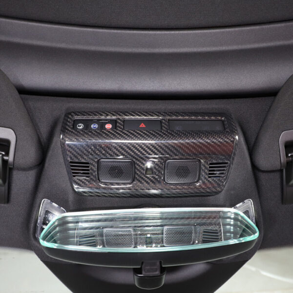 Second image of C8 Corvette Carbon Fiber Upper Roof Reading Light Panel Cover - Black / Red / Blue