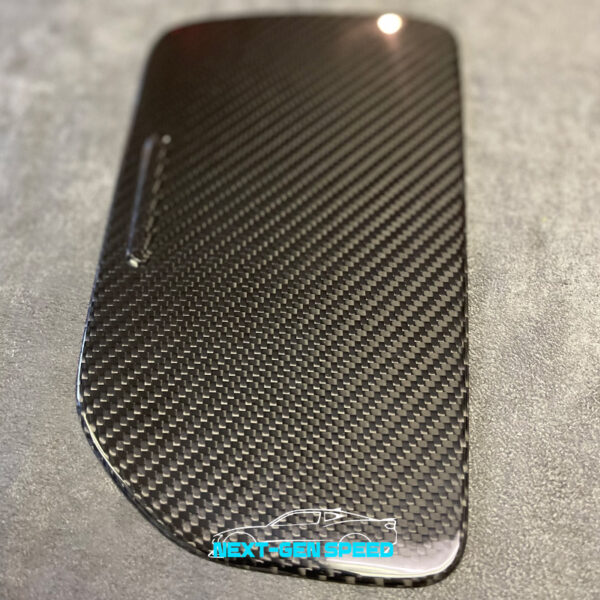 Second image of C8 Corvette Carbon Fiber Cup Holder Lid Cover | Black / Red