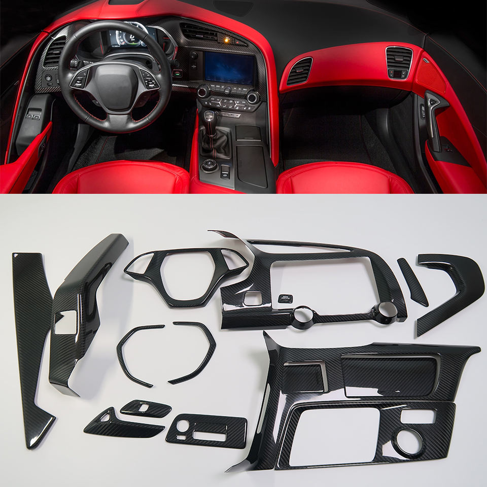 C7 Corvette Carbon Fiber Interior Trim Cover Kit