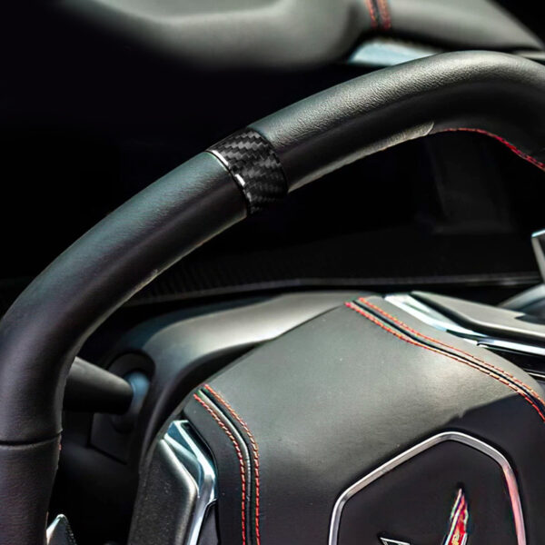 Second image of C8 Corvette Steering Wheel Carbon Fiber Top Strip Trim Cover | Next-Gen Carbon