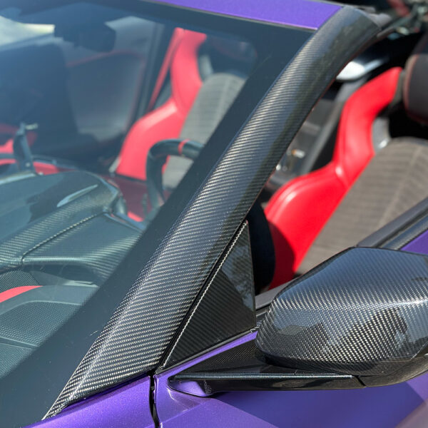 C8 Corvette Carbon Fiber Exterior Windshield Pillar Covers