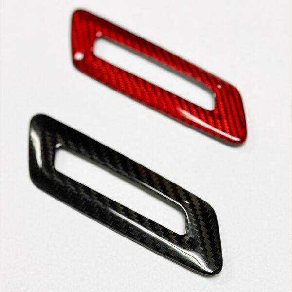 Second image of 2016 - 24 Camaro Real Carbon Fiber Memory Seat Control Trim | Black / Red