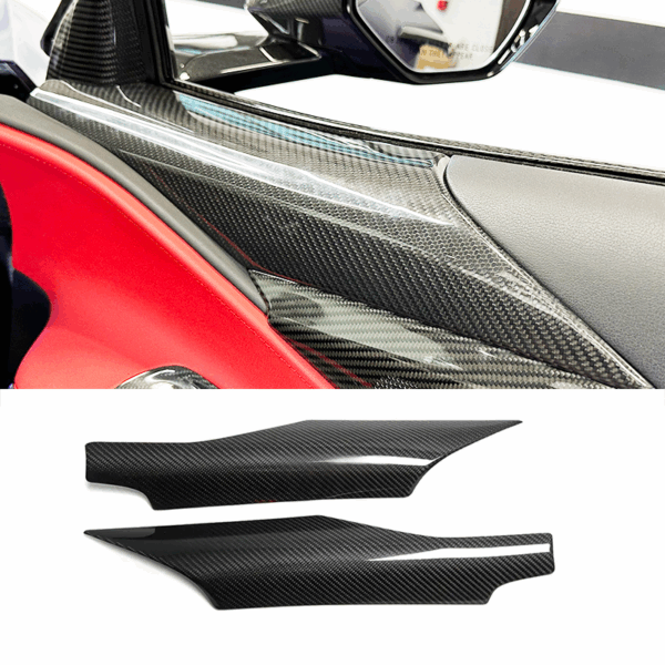 C8 Corvette Carbon Fiber Interior Door Upper Covers | Next-Gen Carbon