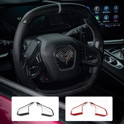 C8 Corvette Carbon Fiber Steering Wheel Button Trim Covers | 2020 - 2023 Corvette C8