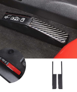 C8 Corvette Soft Carbon Fiber Emergency Door Release Covers | Black / Red
