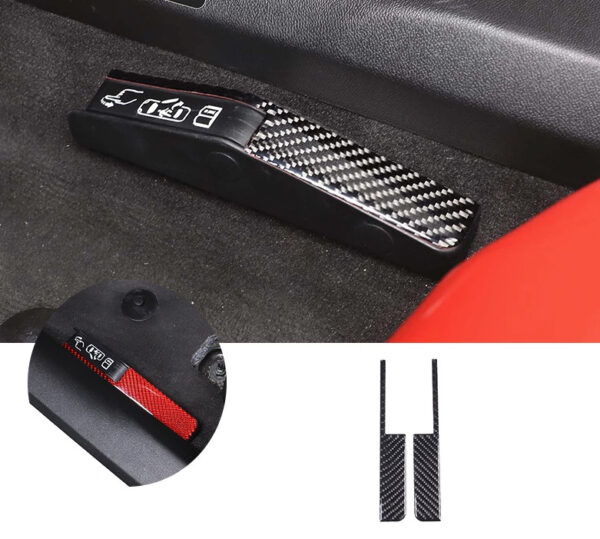 C8 Corvette Soft Carbon Fiber Emergency Door Release Covers in Black / Red | Next-Gen Carbon