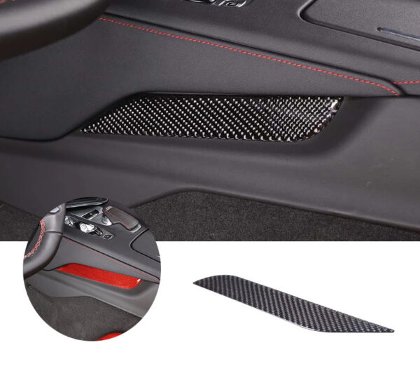 C8 Corvette Soft Carbon Fiber Side Console Inserts in Black / Red | Next-Gen Carbon