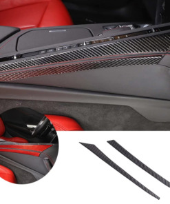 C8 Corvette Soft Carbon Fiber Side Climate Control Cover | Black / Red