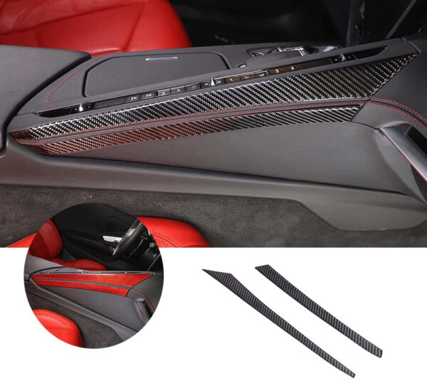 C8 Corvette Soft Carbon Fiber Side Climate Control Cover in Black / Red | Next-Gen Carbon