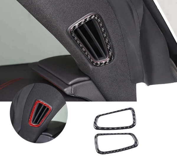 C8 Corvette Soft Carbon Fiber Defogger Trim Covers (Black / Red) | Next-Gen Carbon