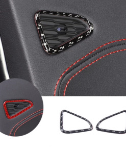 C8 Corvette Soft Carbon Fiber Door Mic Trim Covers | Black / Red