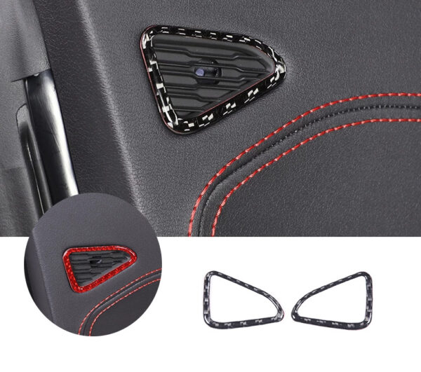 C8 Corvette Soft Carbon Fiber Door Mic Trim Covers in Black / Red | Next-Gen Carbon