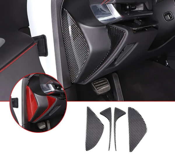 C8 Corvette Soft Carbon Fiber Side Dashboard Panel Covers in Black / Red | Next-Gen Carbon