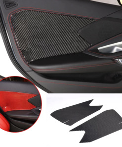 C8 Corvette Soft Carbon Fiber Door Panel Insert Covers | Black / Red