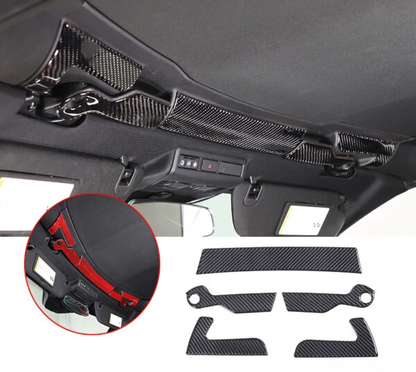 C8 Corvette Coupe Soft Carbon Fiber Targa Top Handle Covers in Black / Red | Next-Gen Carbon