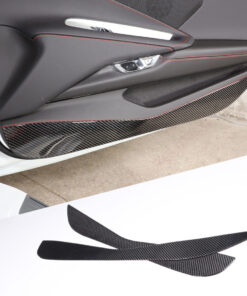 C8 Corvette Soft Carbon Fiber Door Kick Panel Insert Covers | Black / Red