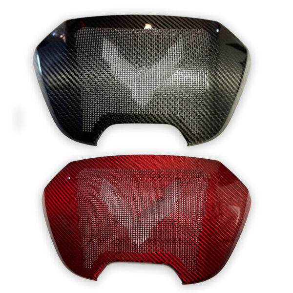 C8 Corvette Carbon Fiber Interior Subwoofer Speaker Cover | Black / Red Carbon