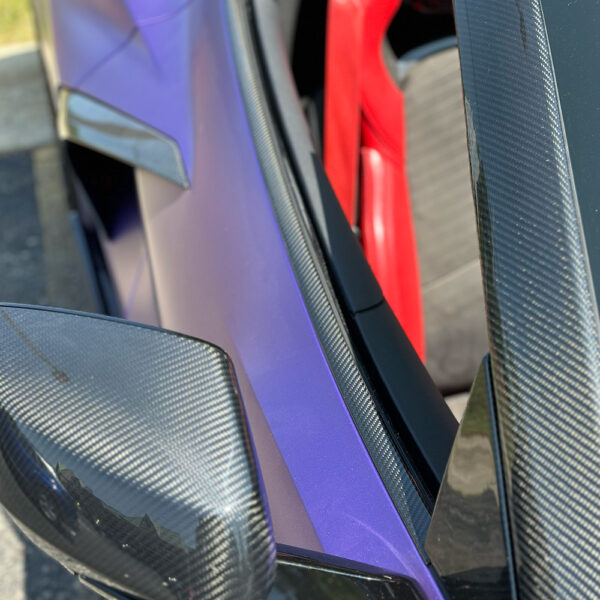 Second image of C8 Corvette Carbon Fiber Exterior Lower Window Trim Covers (Coupe/Convertible) | Next-Gen Carbon