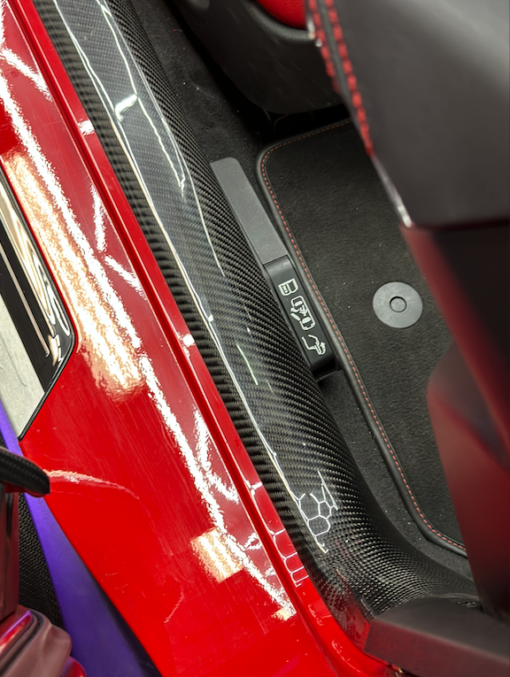 2020-2023 C8 Corvette Carbon Fiber Interior Door Entry Pillar Replacements | Next-Gen Carbon