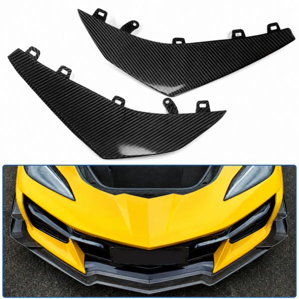 Second image of C8 Corvette Z06 Z07 Carbon Fiber / Carbon Flash Front Canards