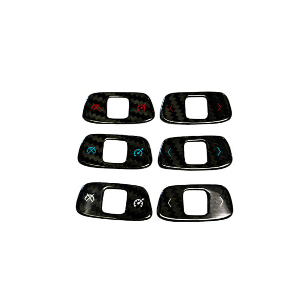 Second image of C8 Corvette Carbon Fiber Steering Wheel Cruise/Scroll Button Covers | Red/Blue/White