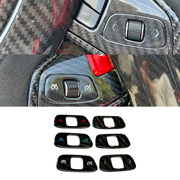C8 Corvette Carbon Fiber Steering Wheel Cruise/Scroll Button Covers | Red/Blue/White