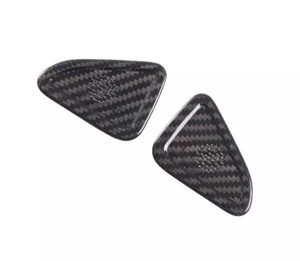 C8 Corvette Carbon Fiber Door Mic Speaker Covers | Black / Red