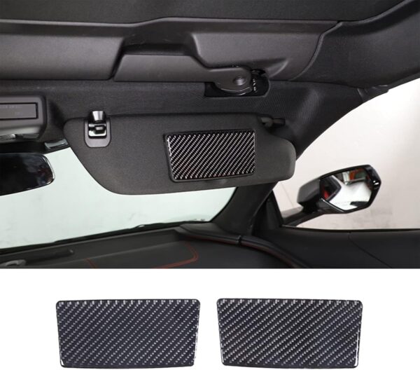 C8 Corvette Soft Carbon Fiber Sun Visor Warning Label Covers | Black, Red, Blue, Yellow Carbon Fiber