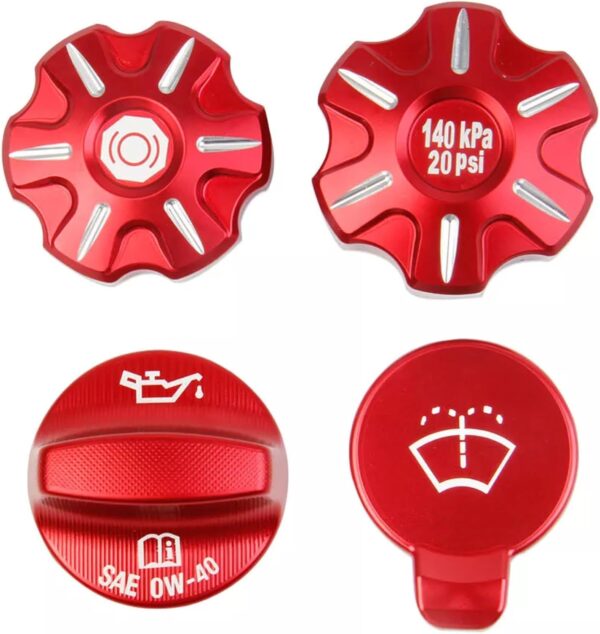 C8 Corvette Red Aluminum Oil Coolant Fluid Tank Cap Covers