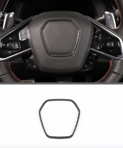 2020-24 C8 Corvette Carbon Fiber Center Steering Wheel Chrome Trim Cover | Next-Gen Carbon