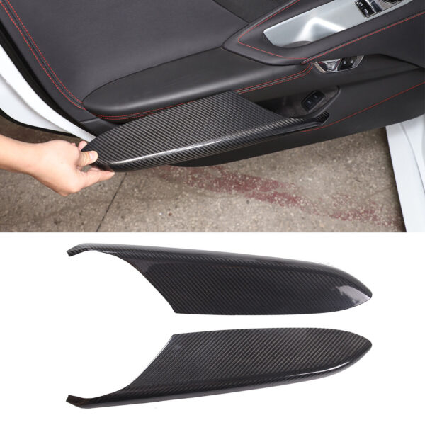 C8 Corvette Real Carbon Fiber Door Panel Armrest Covers | Black / Red