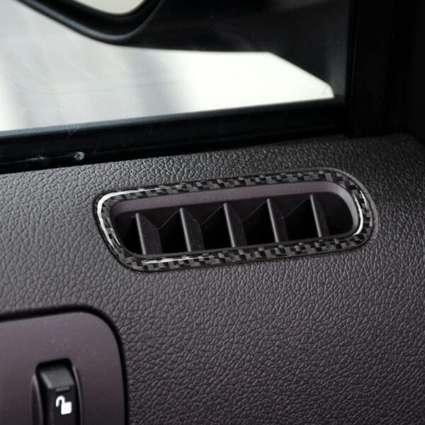 Second image of 2015-24 Mustang Real Carbon Fiber Carbon Fiber Car Door Defogger Air Vent Outlet + Dashboard Air Conditioner Vent Trim Kit