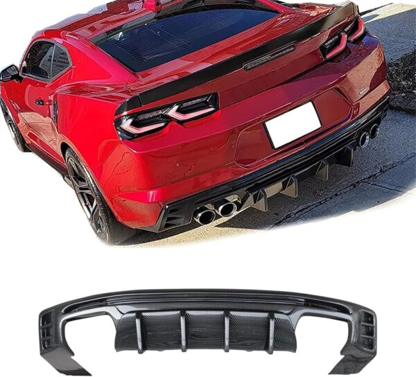 2016 - 24 Camaro Carbon Fiber Style 3PC Quad Tip Diffuser | LT/RS/SS/LT1