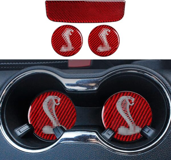 2015-24 Mustang Shelby Real Carbon Fiber Cup Holder Cover Insert Kit