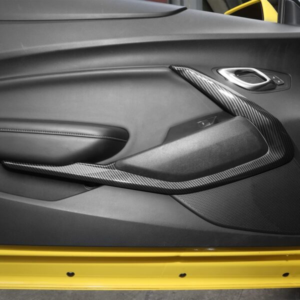 Second image of 2016-24 Camaro Carbon Fiber Interior ABS Door Surround Trim Bezel Cover